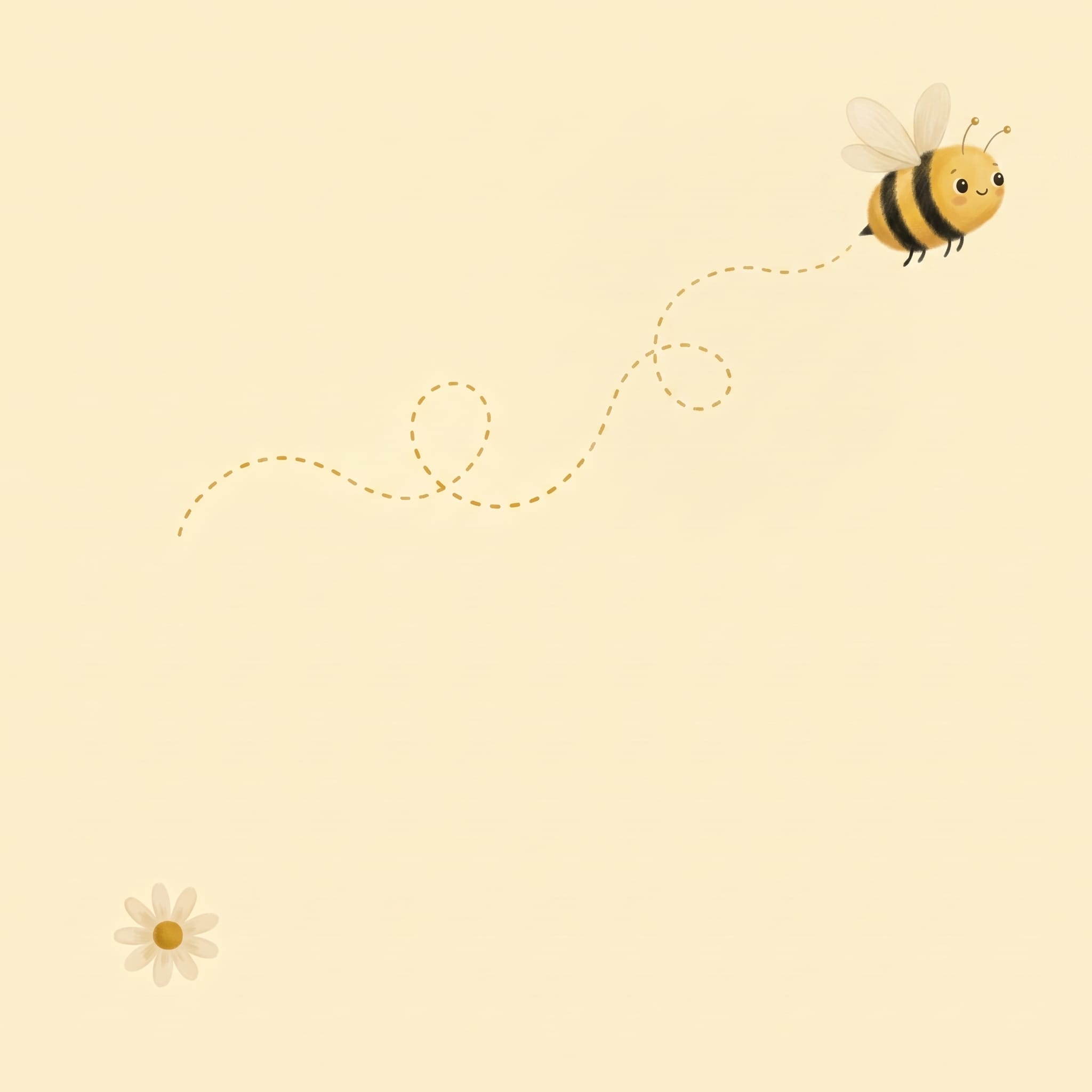 Happy bee flying with a dotted trail: Buzzing Bees Pre-K Program
